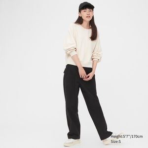 UNIQLO WIDE FIT BAKER PANTS - Black